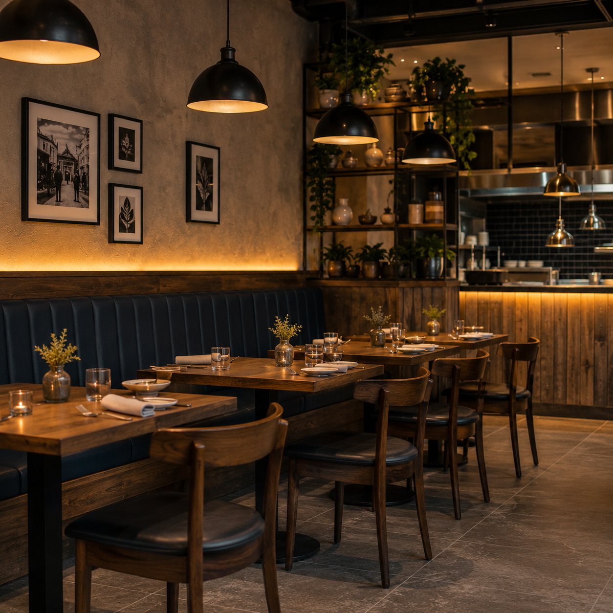 Interior of an established restaurant